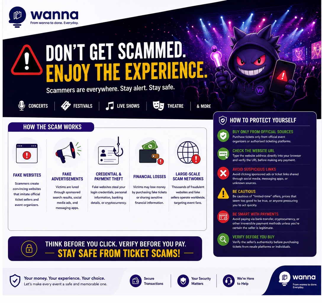 Don't get scammed, enjoy the experience. Buy tickets only from official sources, check the website URL, avoid suspicious links, be cautious of limited-time offers, be smart with payments and verify before you buy.